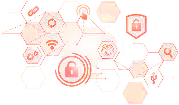 Print Computer security system icons background vector